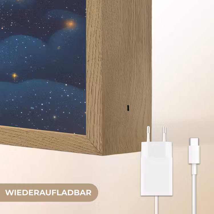 Regenboog - Sterrenhemel - Kleurrijk Light Box met batterij (Wandlamp kind) middel -USP_websiteoplaadbaarDE