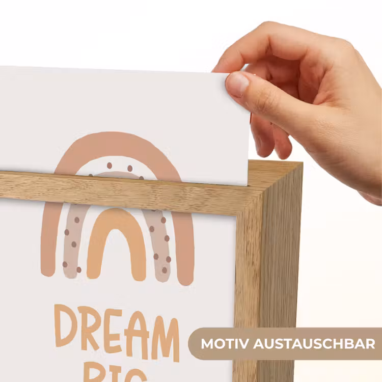 Regenboog - Quote - Dream Big - Pastel kleuren Light Box met kabel (Wandlamp kind) klein -USP_websiteprintDE