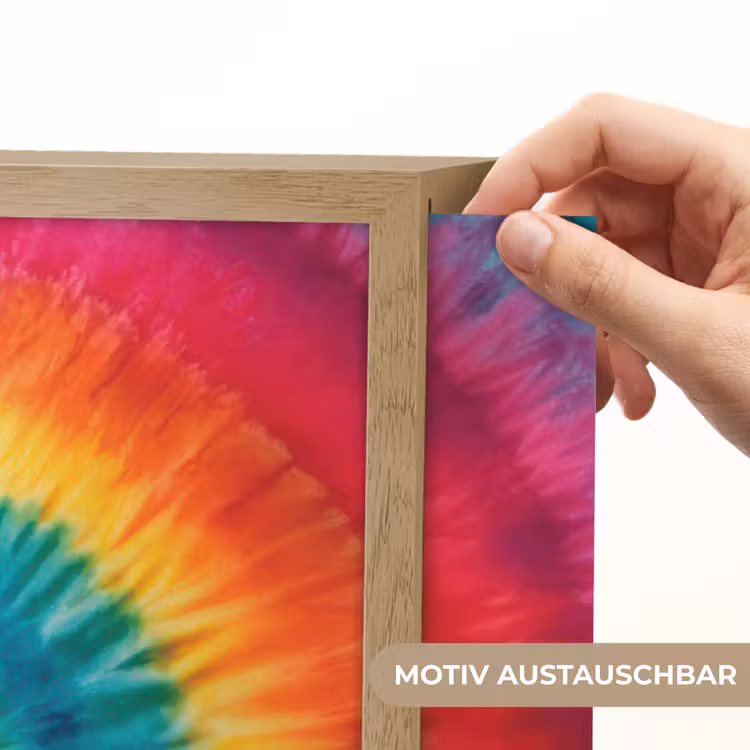 Regenboogkleuren - Tie dye - Light Box met batterij (Wandlamp kind) middel -USP_websiteprintDE
