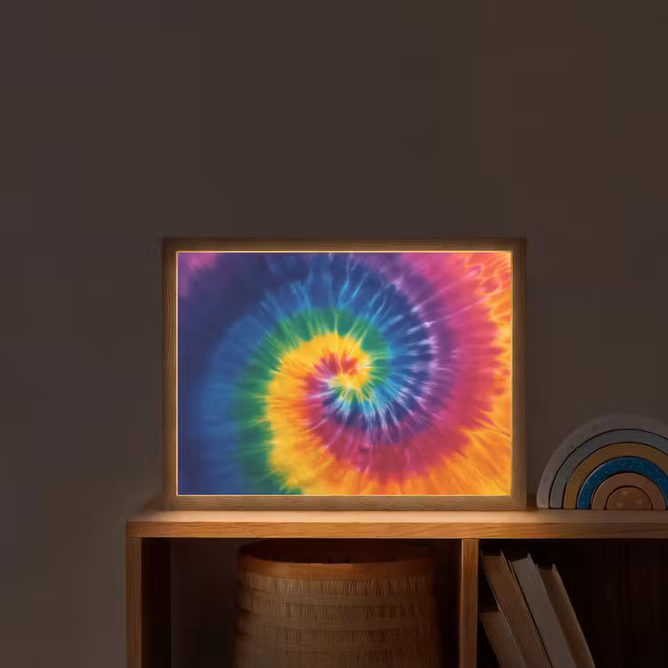 Regenboogkleuren - Spiraal - Kleurrijk Light Box met batterij (Wandlamp kind) middel -sfeer1_kind