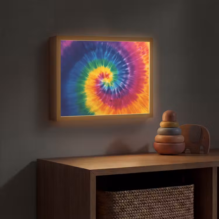 Regenboogkleuren - Spiraal - Kleurrijk Light Box met batterij (Wandlamp kind) middel -sfeer5_kind