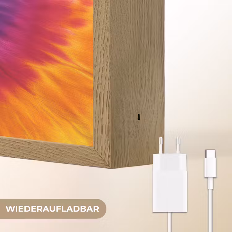 Regenboogkleuren - Spiraal - Kleurrijk Light Box met batterij (Wandlamp kind) middel -USP_websiteoplaadbaarDE