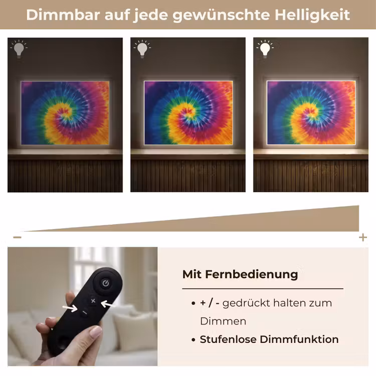 Regenboogkleuren - Spiraal - Kleurrijk Light Box met batterij (Wandlamp kind) middel -USP_dimbaarDE