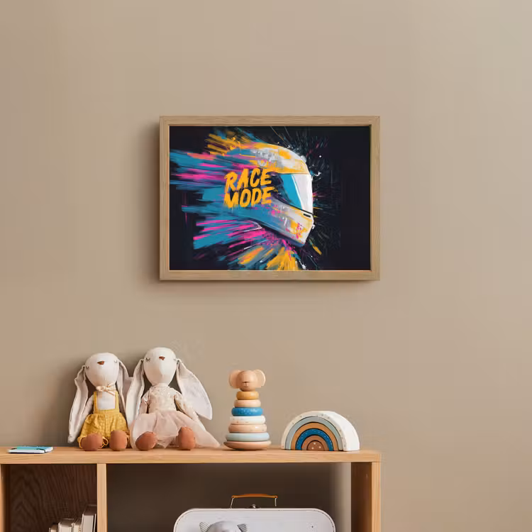 Racehelm - Abstract - Verf - Kleurrijk Light Box met batterij (Wandlamp kind) middel -sfeer2_kind