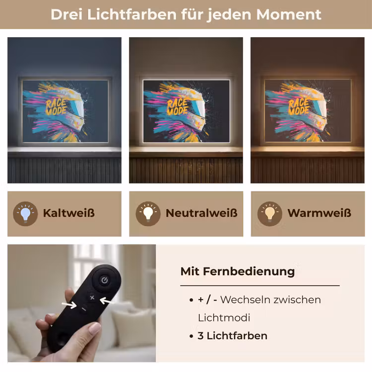 Racehelm - Abstract - Verf - Kleurrijk Light Box met batterij (Wandlamp kind) middel -USP_lichtkleurDE