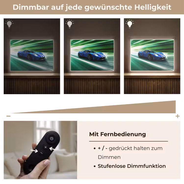 Race auto - Blauw - Groen Light Box met batterij (Wandlamp kind) middel -USP_dimbaarDE