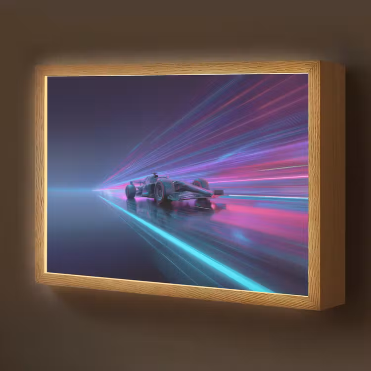 Racewagen - Neon - Snelheid - Paars Light Box met batterij (Wandlamp kind) middel -z3d_website