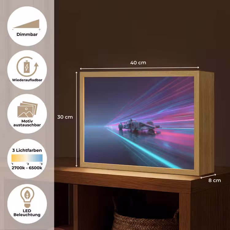 Racewagen - Neon - Snelheid - Paars Light Box met batterij (Wandlamp kind) middel -USP_websiteoverzichtDE
