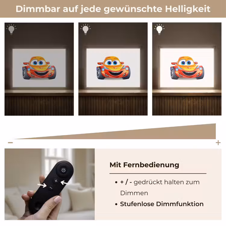 Raceauto - Oranje - Jongens - Kinderen - Auto Light Box met batterij (Wandlamp kind) middel -USP_dimbaarDE