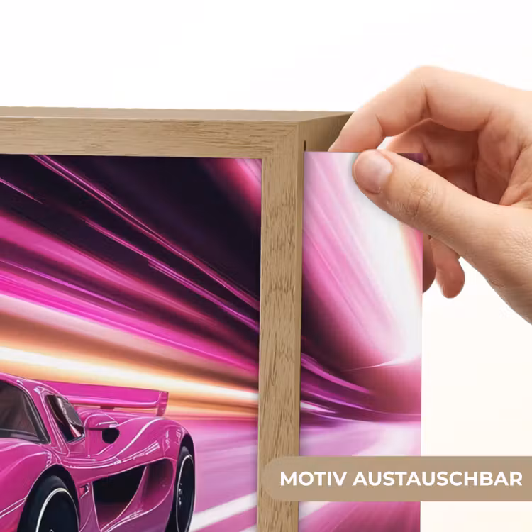 Raceauto - Roze - Neon Light Box met batterij (Wandlamp kind) middel -USP_websiteprintDE