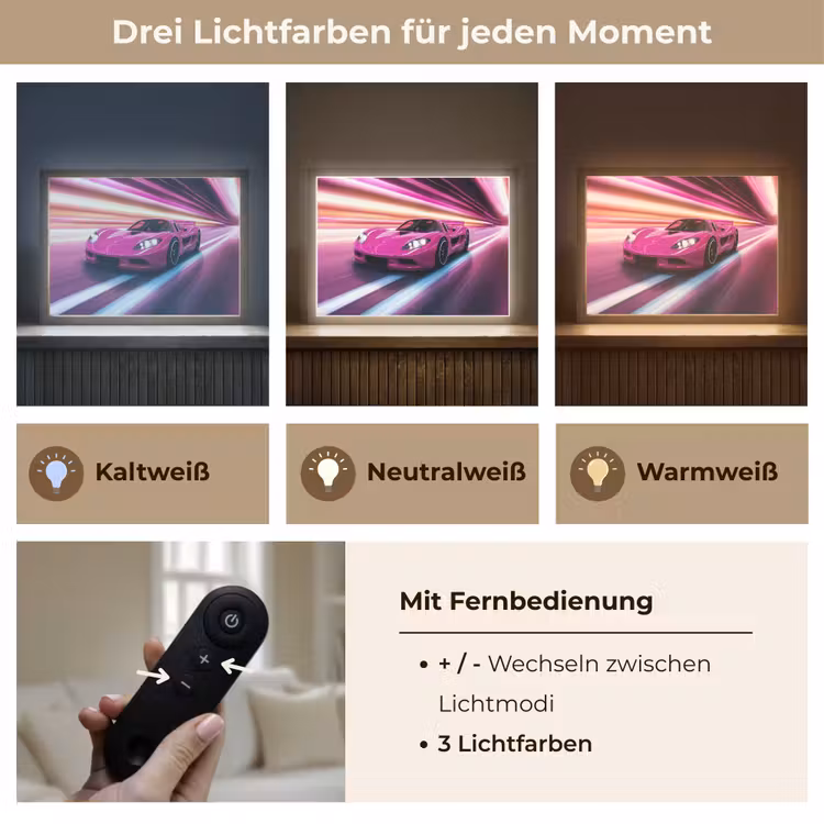 Raceauto - Roze - Neon Light Box met batterij (Wandlamp kind) middel -USP_lichtkleurDE