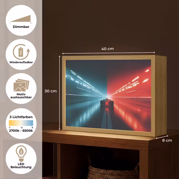 Raceauto - Rood - Blauw - Snelheid Light Box met batterij (Wandlamp kind) middel -USP_websiteoverzichtDE
