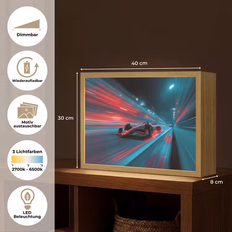 Raceauto - Rood - Snelheid Light Box met batterij (Wandlamp kind) middel -USP_websiteoverzichtDE