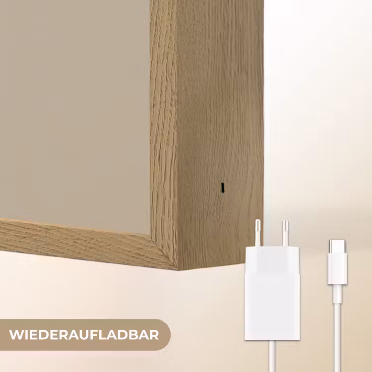Neushoorn - Witte bloemen - Lief Light Box met batterij (Wandlamp kind) middel -USP_websiteoplaadbaarDE