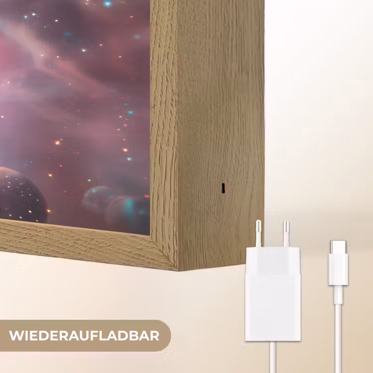 Roze - Alien - Planeten - Ruimte Light Box met batterij (Wandlamp kind) middel -USP_websiteoplaadbaarDE