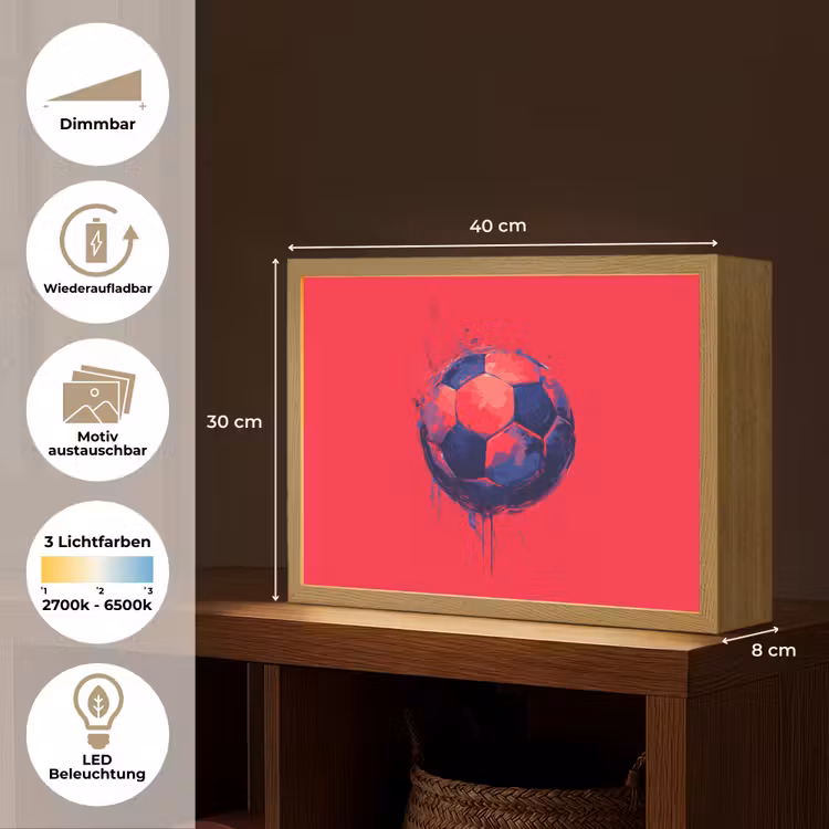 Rood - Voetbal - Abstract - Verfspatten Light Box met batterij (Wandlamp kind) middel -USP_websiteoverzichtDE
