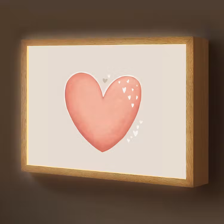 Rood - Hart - Beige Light Box met batterij (Wandlamp kind) middel -z3d_website