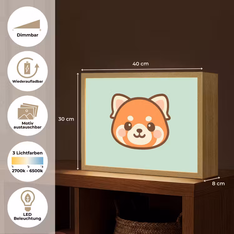 Rode panda - Groen - Cartoon Light Box met batterij (Wandlamp kind) middel -USP_websiteoverzichtDE