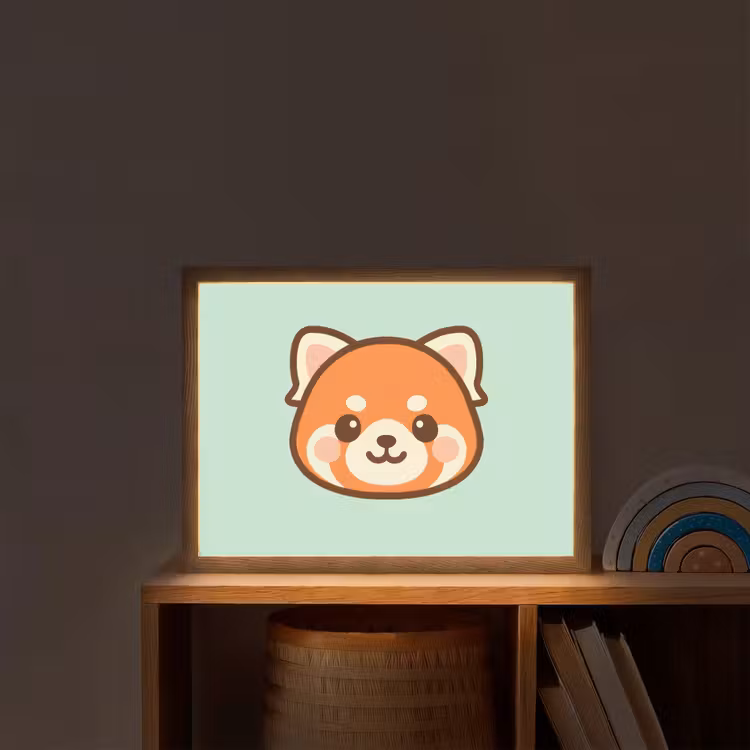 Rode panda - Groen - Cartoon Light Box met batterij (Wandlamp kind) middel -sfeer1_kind