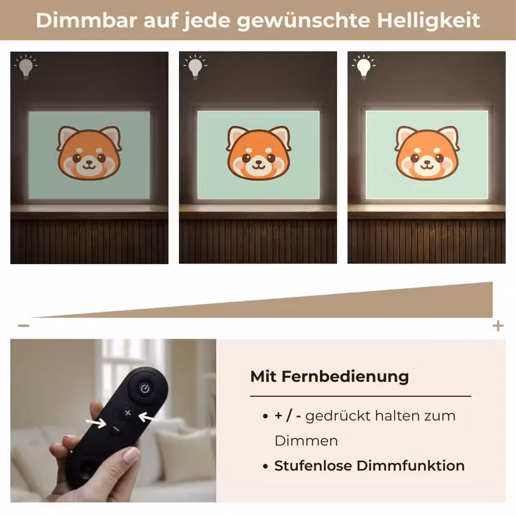 Rode panda - Groen - Cartoon Light Box met batterij (Wandlamp kind) middel -USP_dimbaarDE