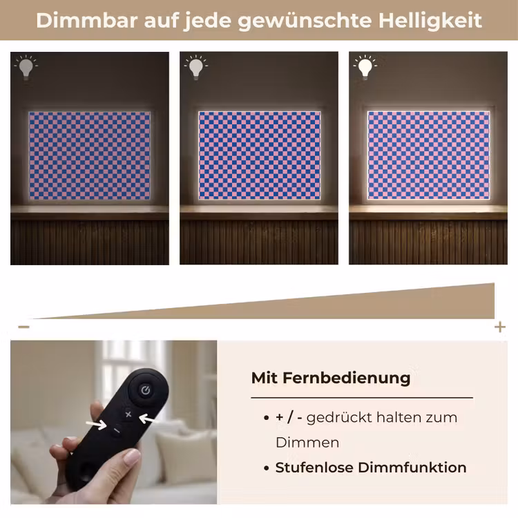 Dambord - Blauw - Patroon - Roze Light Box met batterij (Wandlamp kind) middel -USP_dimbaarDE