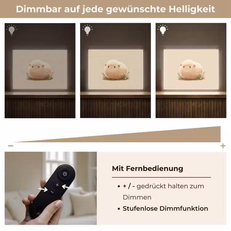 Schaap - Beige - Bloemen Light Box met batterij (Wandlamp kind) middel -USP_dimbaarDE