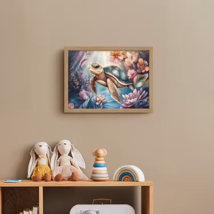 Schildpad - Bloemen - Onderwater Light Box met batterij (Wandlamp kind) middel -sfeer2_kind