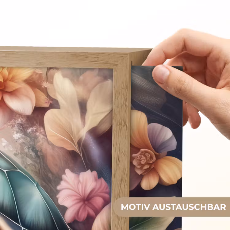 Schildpad - Bloemen - Onderwater Light Box met batterij (Wandlamp kind) middel -USP_websiteprintDE