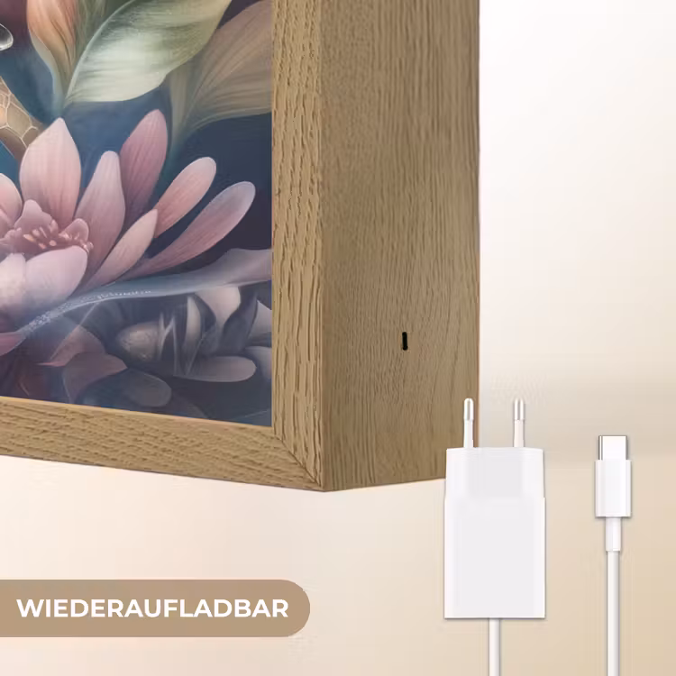 Schildpad - Bloemen - Onderwater Light Box met batterij (Wandlamp kind) middel -USP_websiteoplaadbaarDE