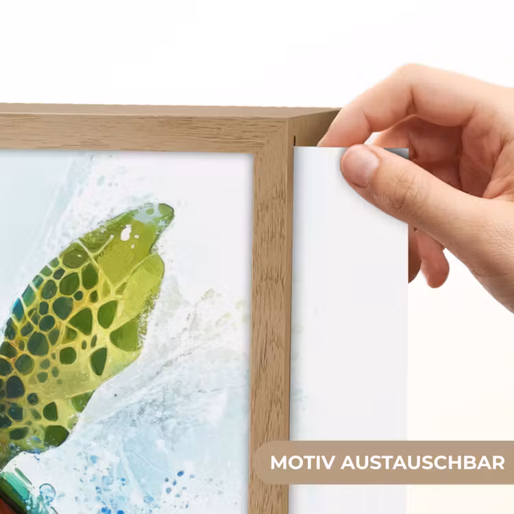 Schildpad - Cartoon - Water - Groen Light Box met batterij (Wandlamp kind) middel -USP_websiteprintDE