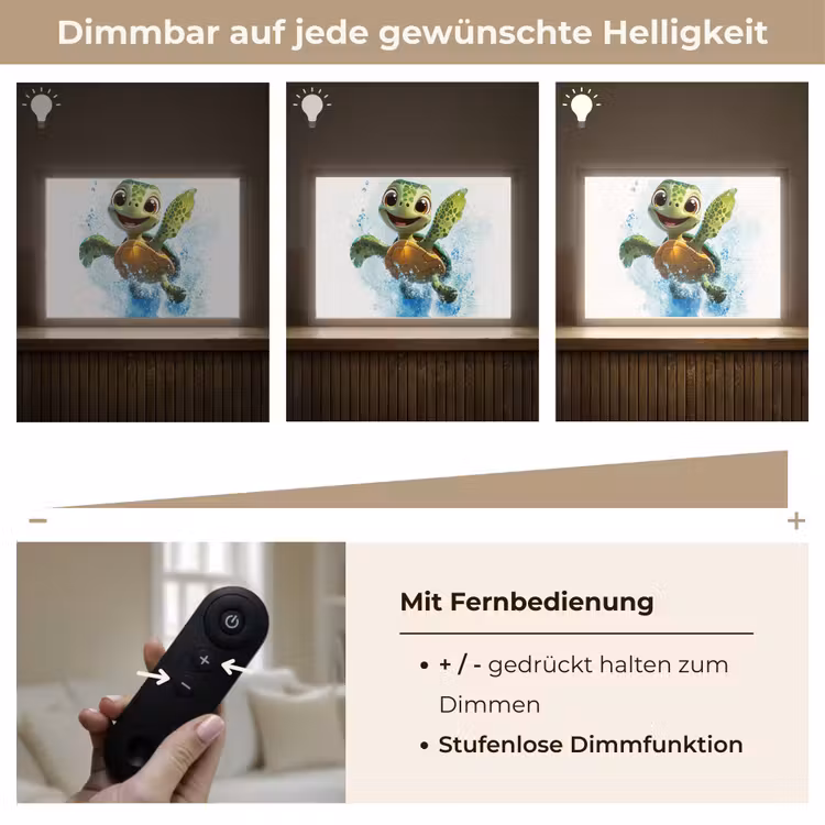 Schildpad - Cartoon - Water - Groen Light Box met batterij (Wandlamp kind) middel -USP_dimbaarDE