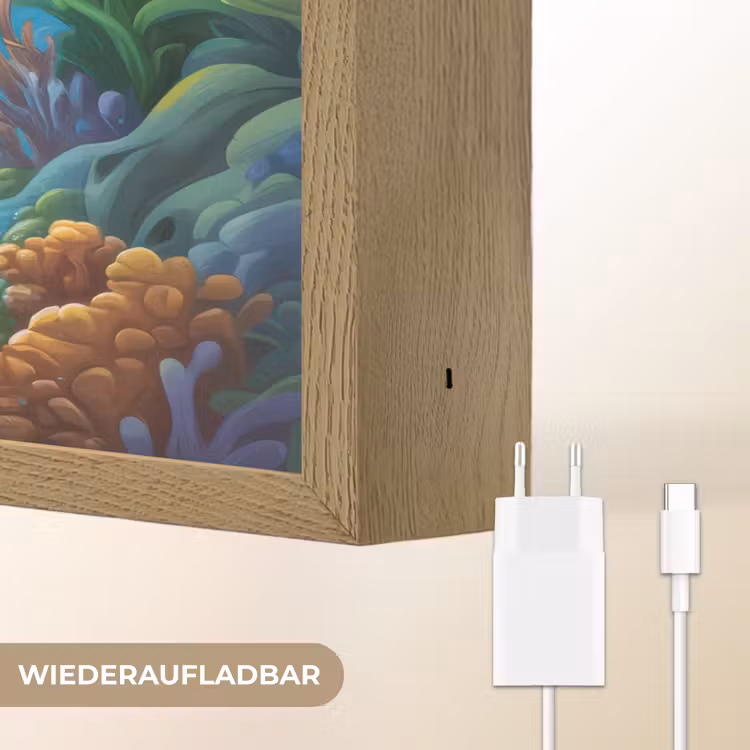 Schildpad - Dolfijn - Oceaan Light Box met batterij (Wandlamp kind) middel -USP_websiteoplaadbaarDE