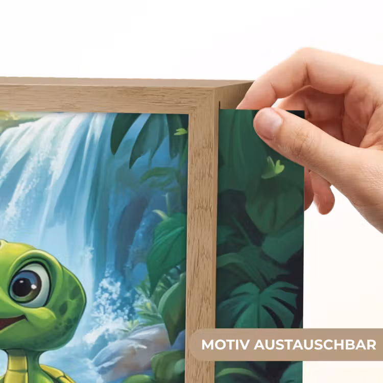 Schildpad - Dino - Jungle - Waterval Light Box met batterij (Wandlamp kind) middel -USP_websiteprintDE