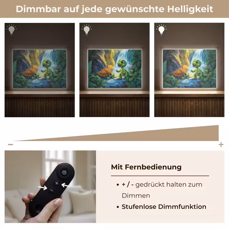 Schildpad - Dino - Jungle - Waterval Light Box met batterij (Wandlamp kind) middel -USP_dimbaarDE