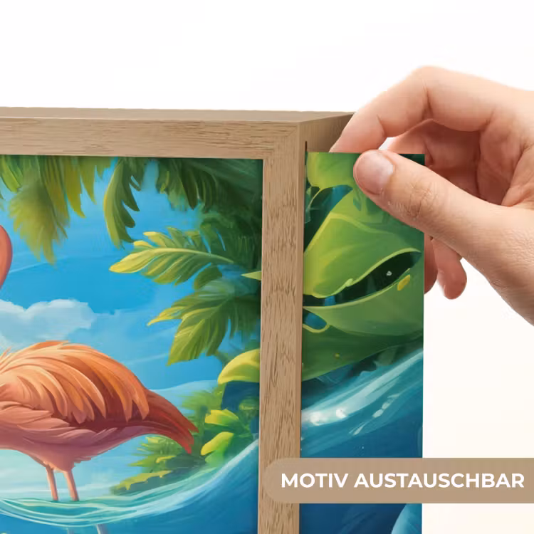 Schildpad - Flamingo - Tropisch - Oceaan Light Box met batterij (Wandlamp kind) middel -USP_websiteprintDE