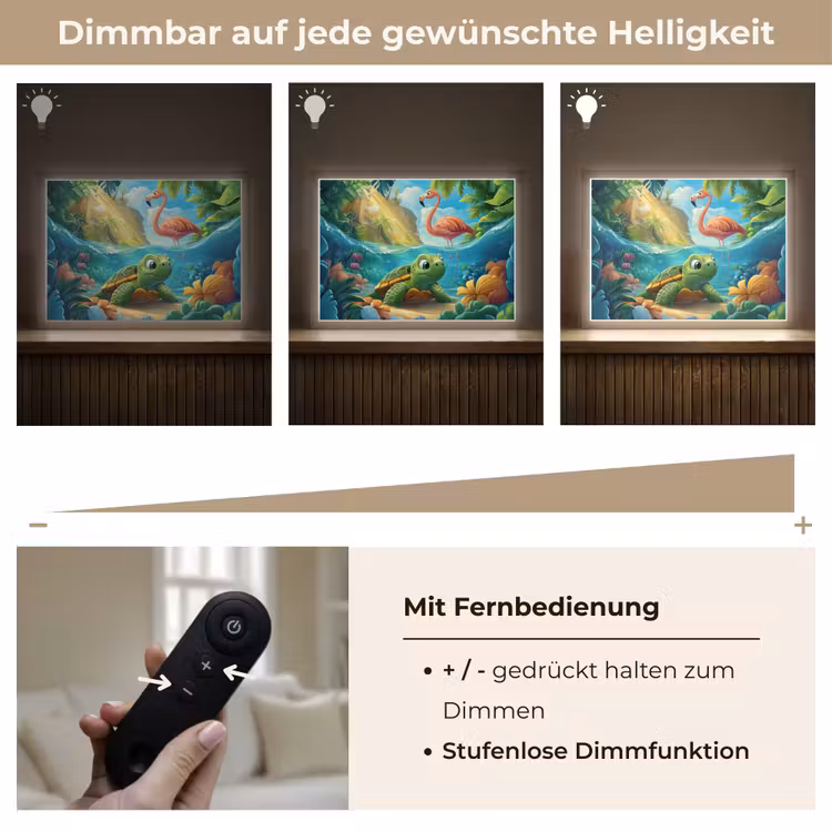 Schildpad - Flamingo - Tropisch - Oceaan Light Box met batterij (Wandlamp kind) middel -USP_dimbaarDE