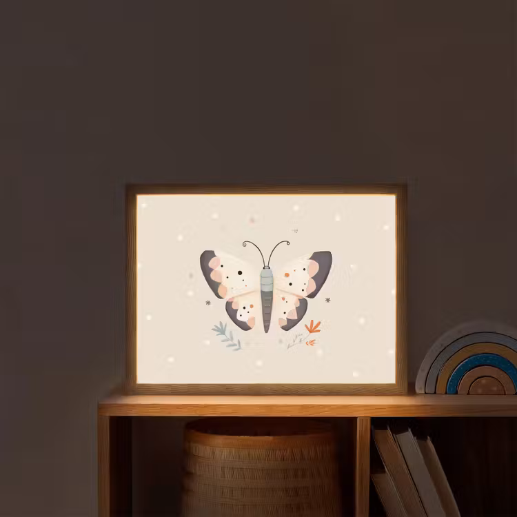 Vlinder - Minimalistisch - Pastel - Stippen Light Box met batterij (Wandlamp kind) middel -sfeer1_kind