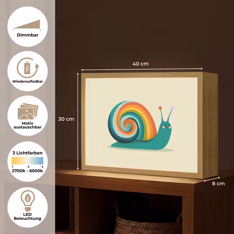 Slak - Regenboogschild - Groen Light Box met batterij (Wandlamp kind) middel -USP_websiteoverzichtDE