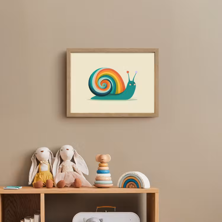 Slak - Regenboogschild - Groen Light Box met batterij (Wandlamp kind) middel -sfeer2_kind