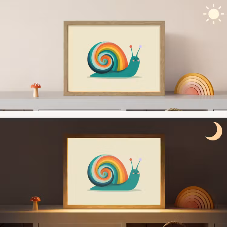 Slak - Regenboogschild - Groen Light Box met batterij (Wandlamp kind) middel -sfeer3_kind