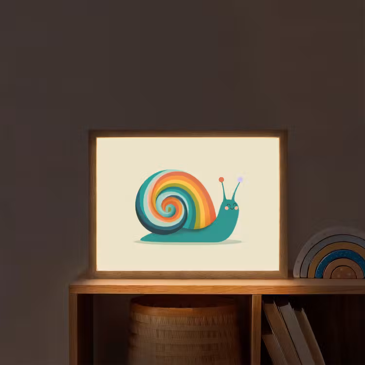 Slak - Regenboogschild - Groen Light Box met batterij (Wandlamp kind) middel -sfeer1_kind