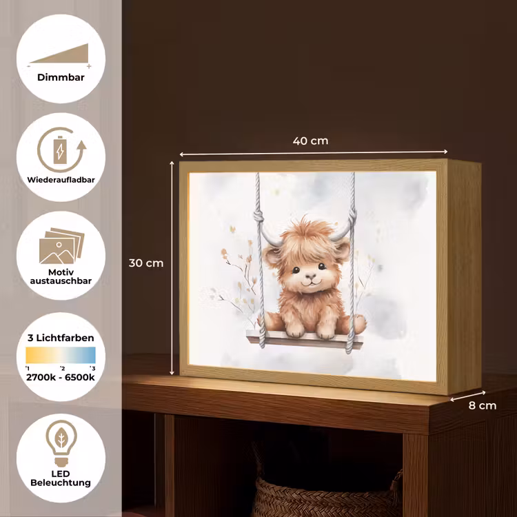 Schotse hooglander - Dier - Kinderen Light Box met batterij (Wandlamp kind) middel -USP_websiteoverzichtDE