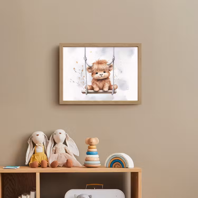 Schotse hooglander - Dier - Kinderen Light Box met batterij (Wandlamp kind) middel -sfeer2_kind