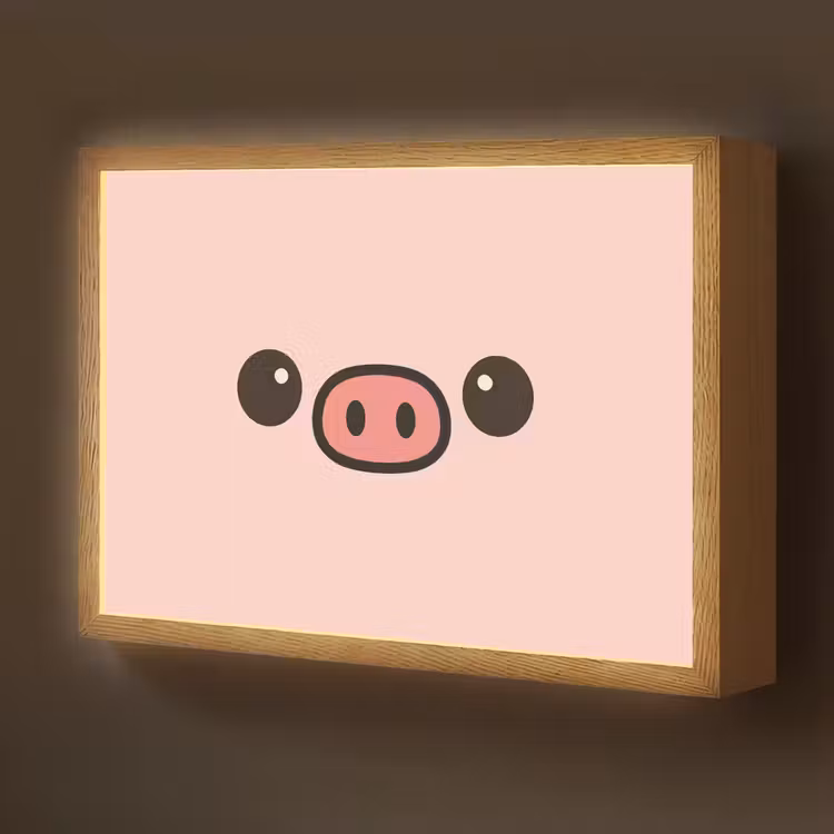 Varken - Roze - Minimalistisch Light Box met batterij (Wandlamp kind) middel -z3d_website