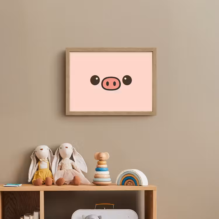 Varken - Roze - Minimalistisch Light Box met batterij (Wandlamp kind) middel -sfeer2_kind