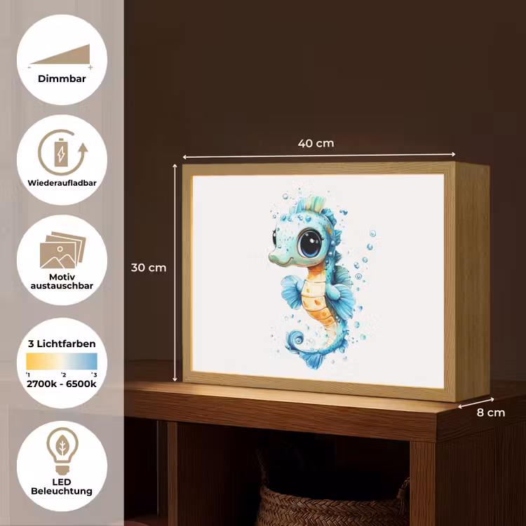 Zeepaardje - Spetters - Blauw Light Box met batterij (Wandlamp kind) middel -USP_websiteoverzichtDE