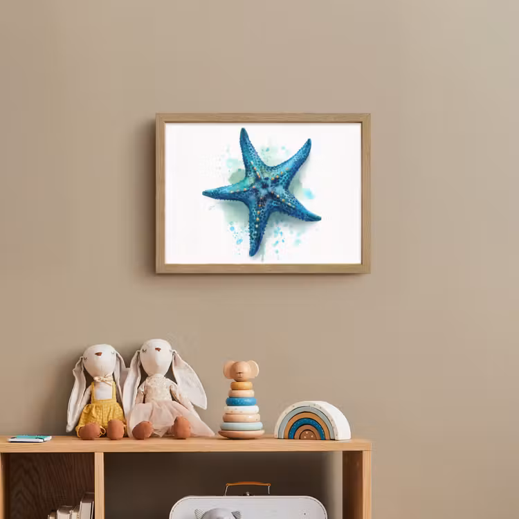 Zeester - Blauw - Spetters Light Box met batterij (Wandlamp kind) middel -sfeer2_kind