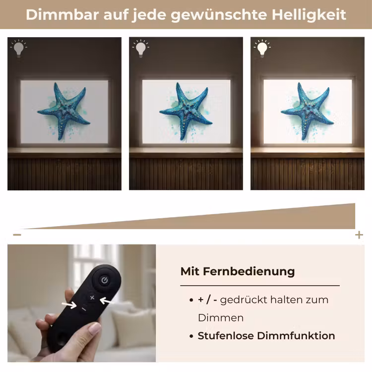 Zeester - Blauw - Spetters Light Box met batterij (Wandlamp kind) middel -USP_dimbaarDE