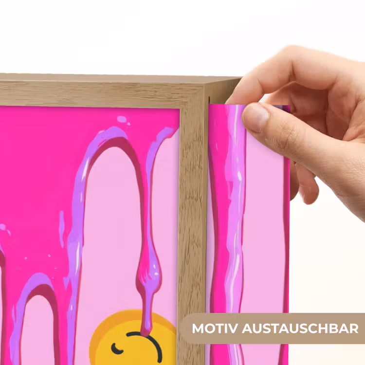 Smiley - Roze - Glazuur Light Box met batterij (Wandlamp kind) middel -USP_websiteprintDE
