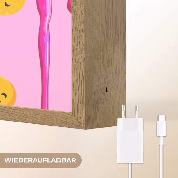 Smiley - Roze - Glazuur Light Box met batterij (Wandlamp kind) middel -USP_websiteoplaadbaarDE